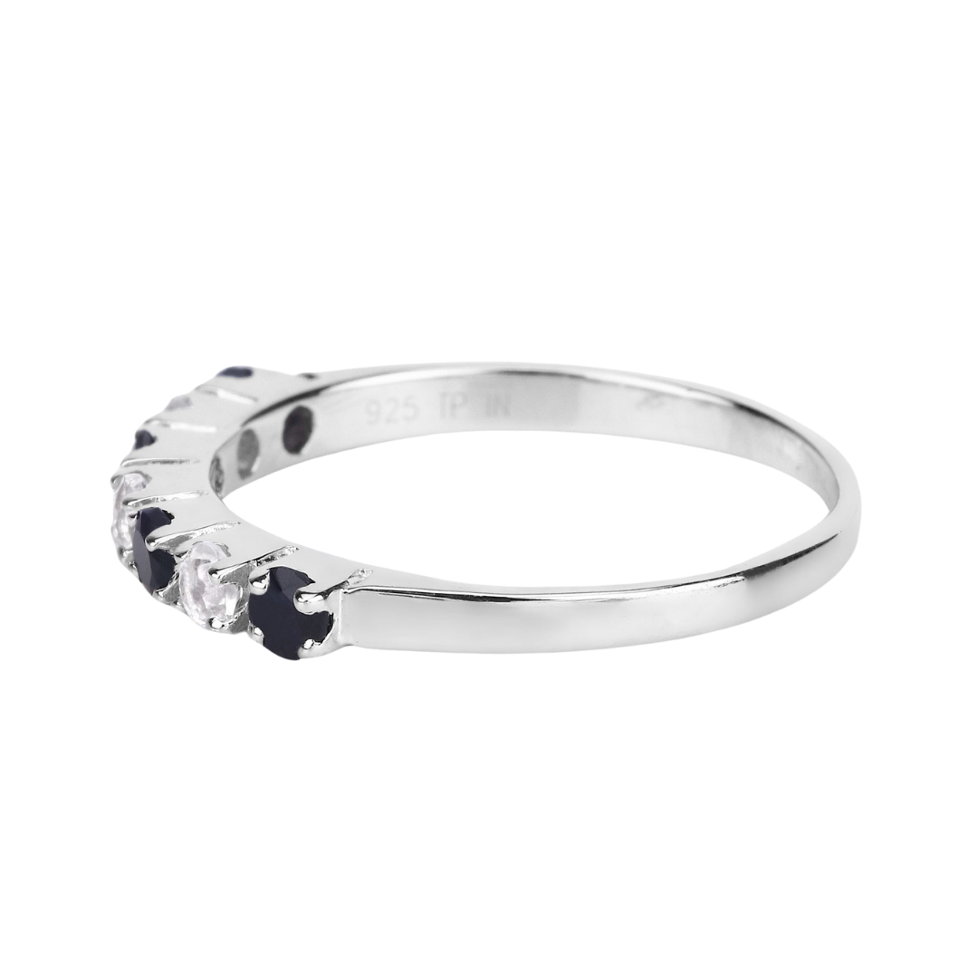 Black Sapphire and White Topaz Half Eternity Ring