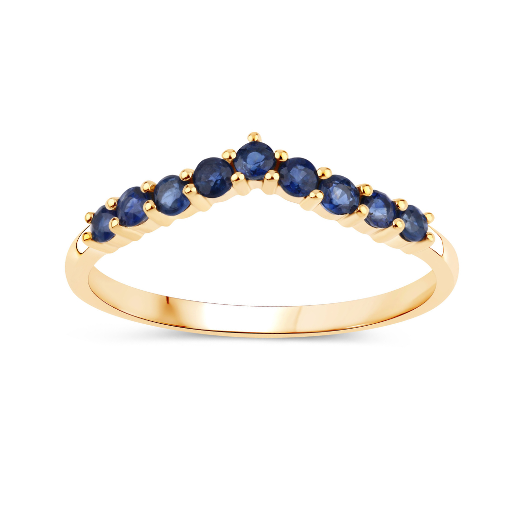 10K Yellow Gold Blue Sapphire Claddagh Ring