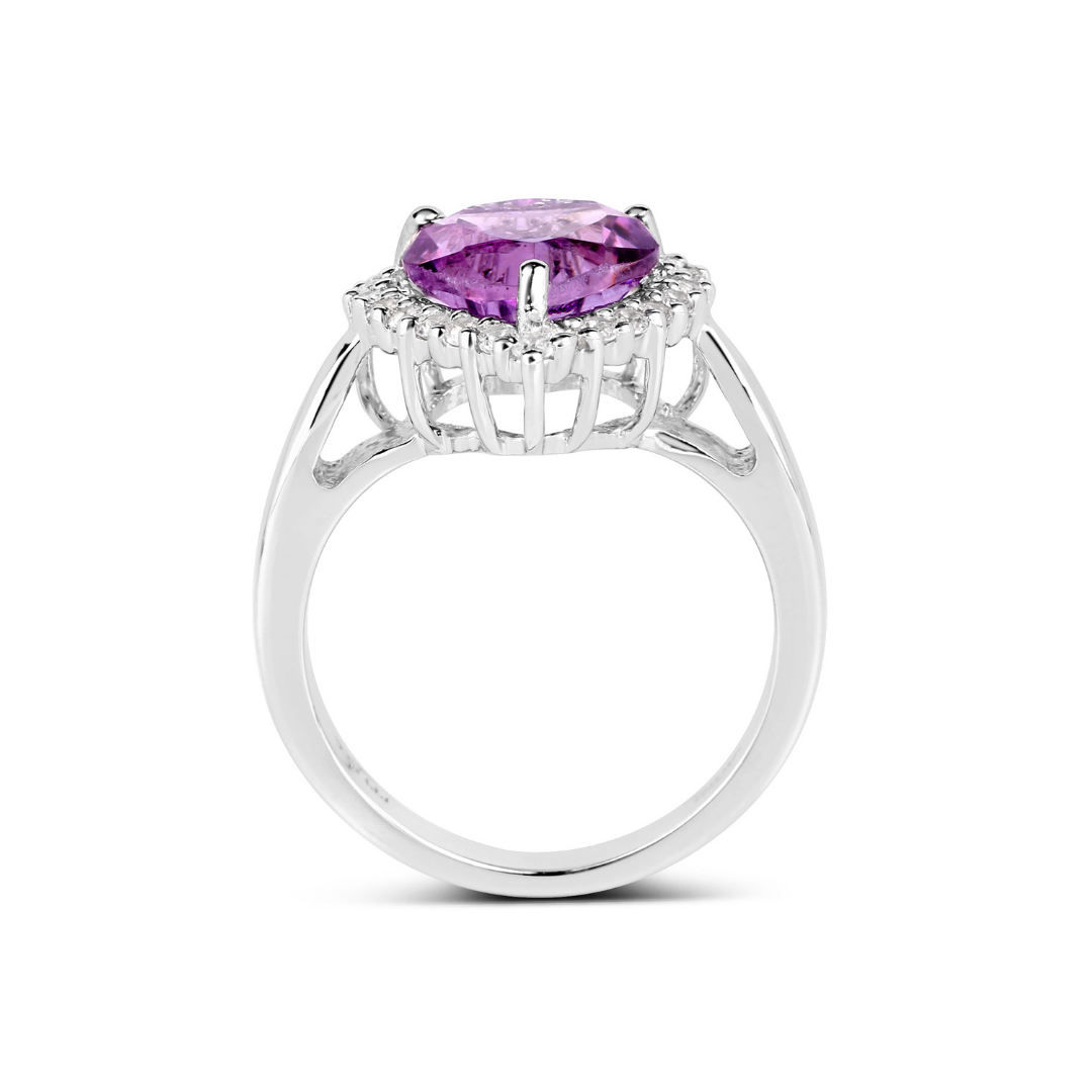 Amethyst with White Topaz Heart Ring