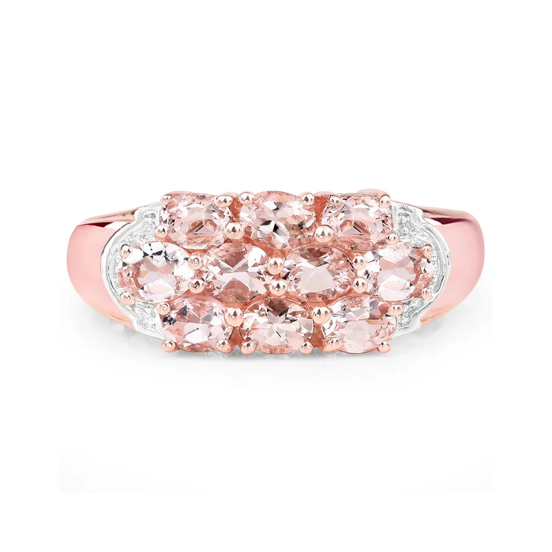 Anillo de plata esterlina con morganita bañado en oro rosa de 18 quilates