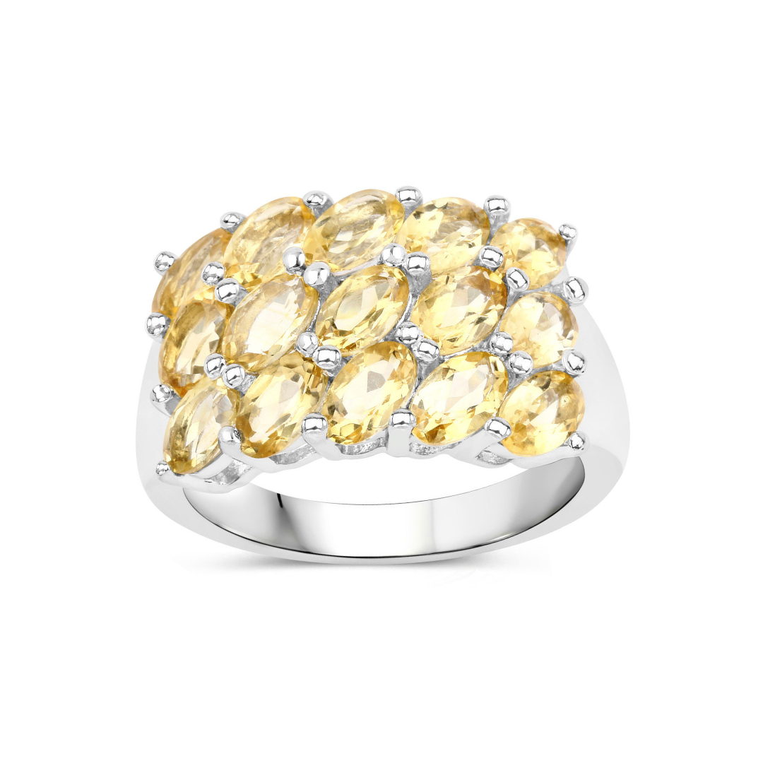 Genuine Citrine Cluster Ring