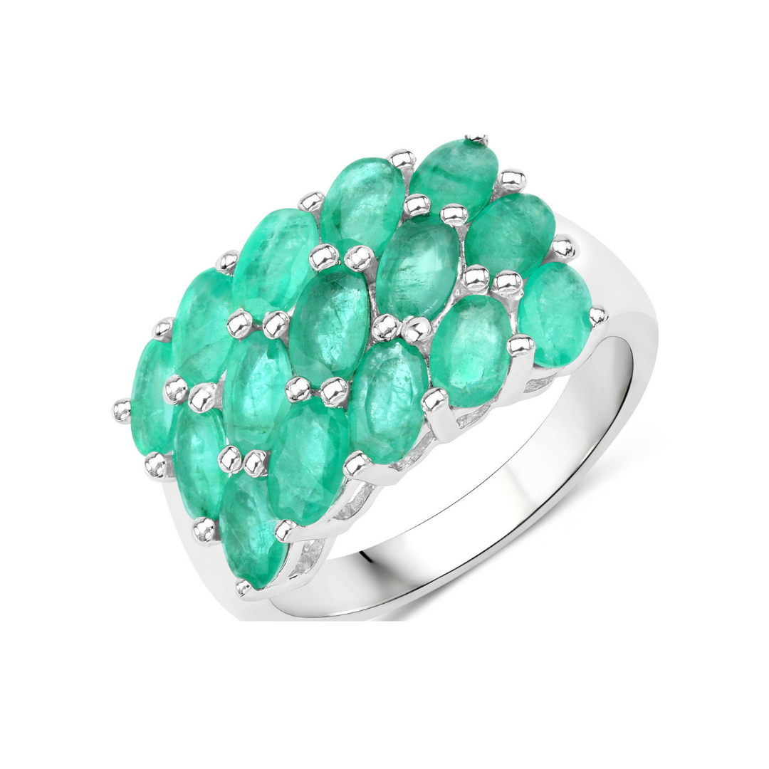 Natural Emerald Cluster Ring
