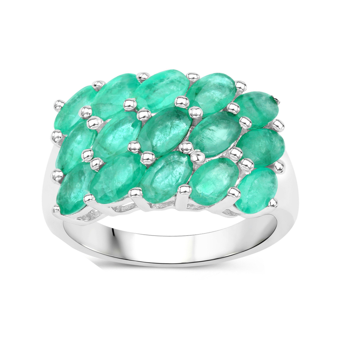 Natural Emerald Cluster Ring