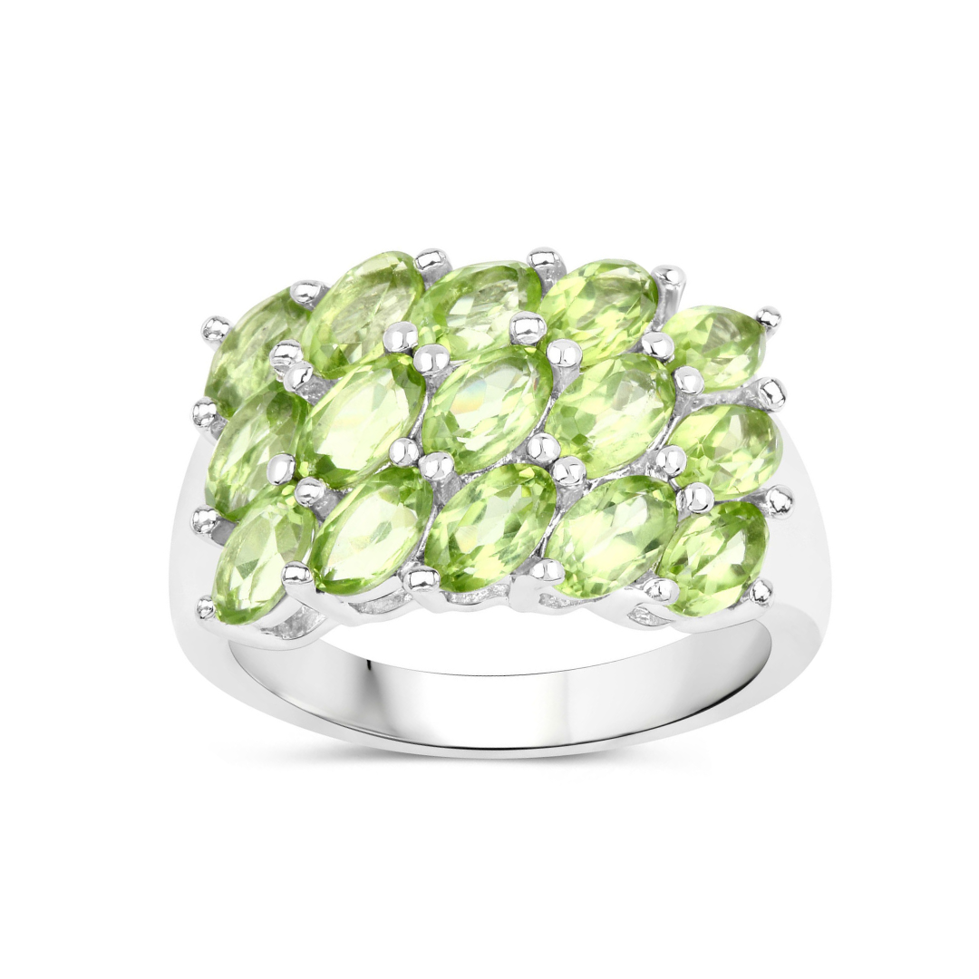 Genuine Peridot Cluster Ring