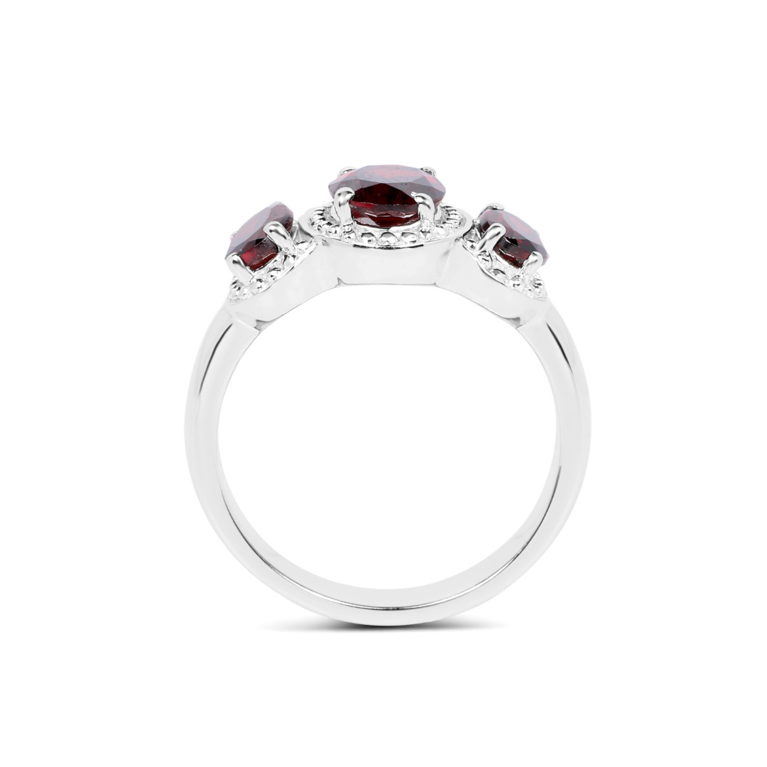Natural 3 Stone Garnet Ring