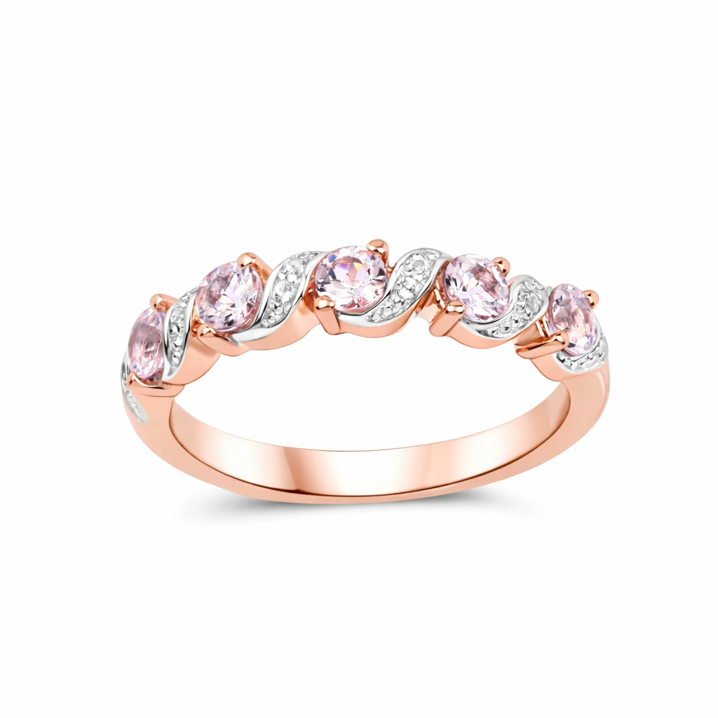 Peach Genuine Morganite 5 Stone Ring