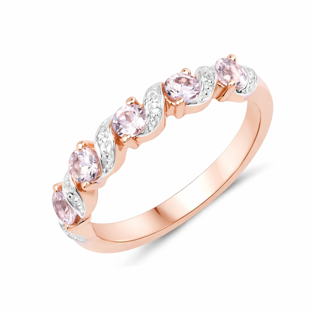 Peach Genuine Morganite 5 Stone Ring