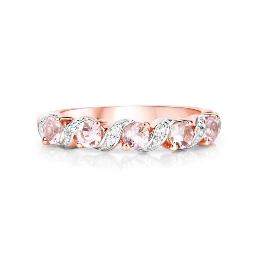Peach Genuine Morganite 5 Stone Ring