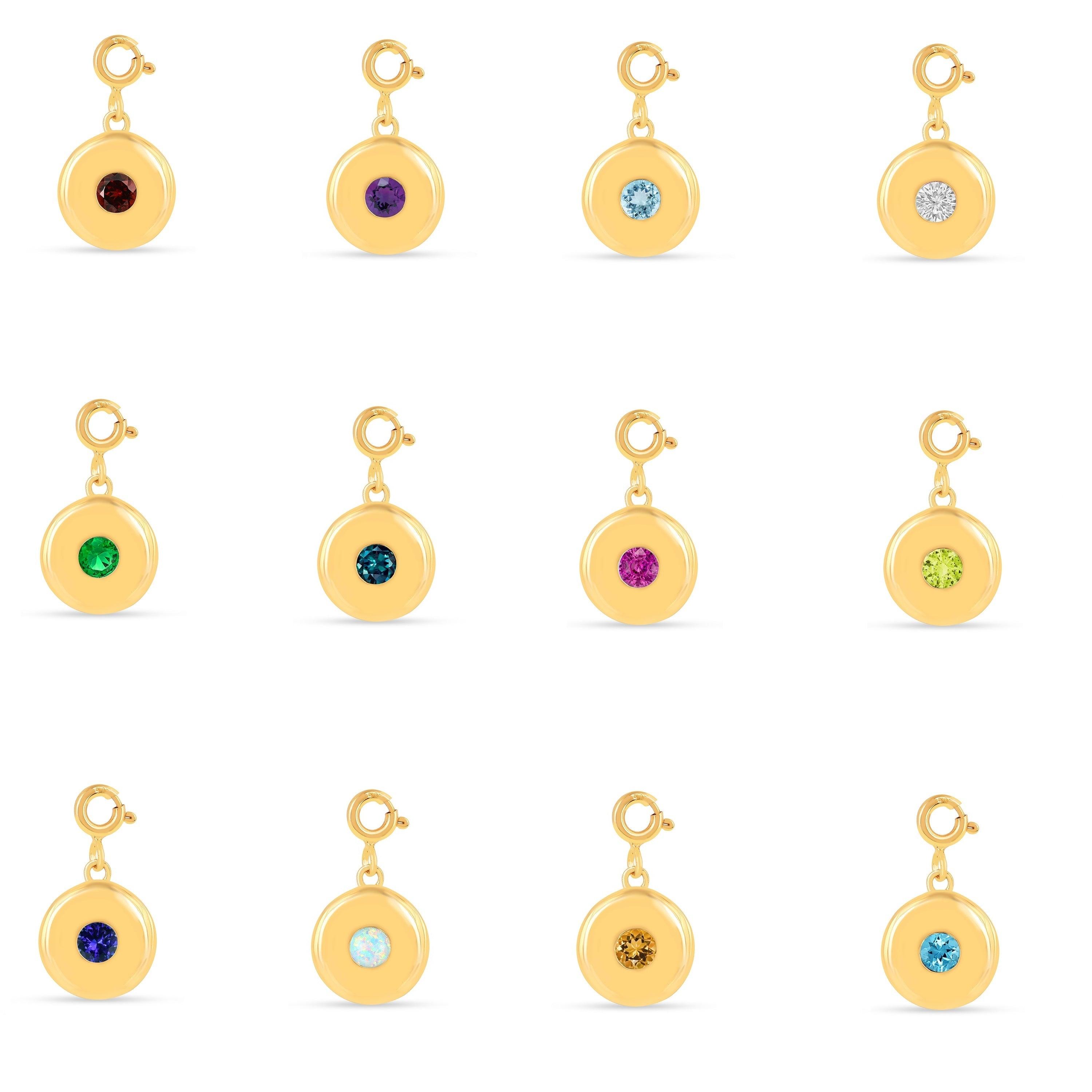 Birthstone Charm Circle Pendant