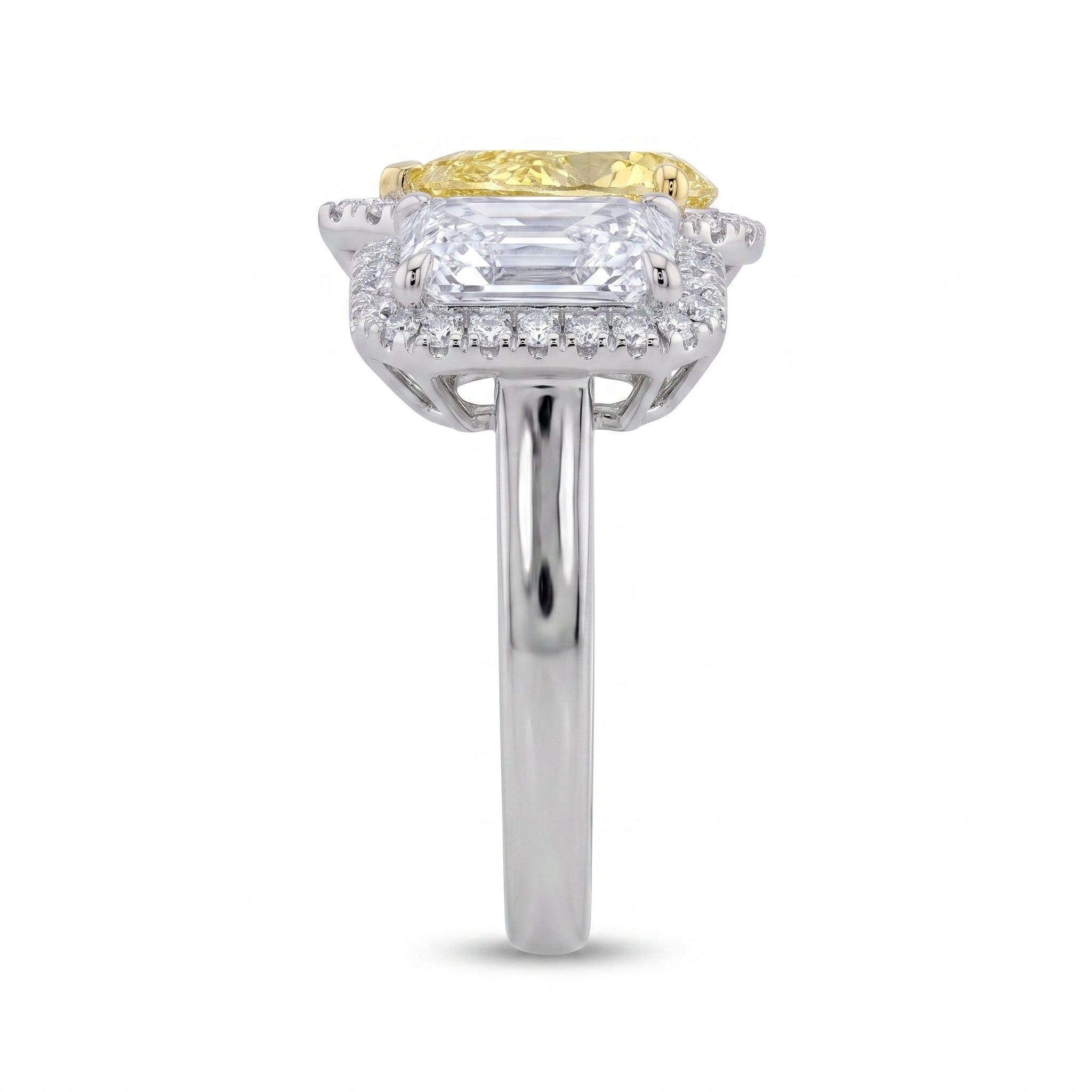 3Cttw Lab Grown Diamond (F/VVS) Toi et Moi Fashiion Halo Engagement Ring 14K Gold