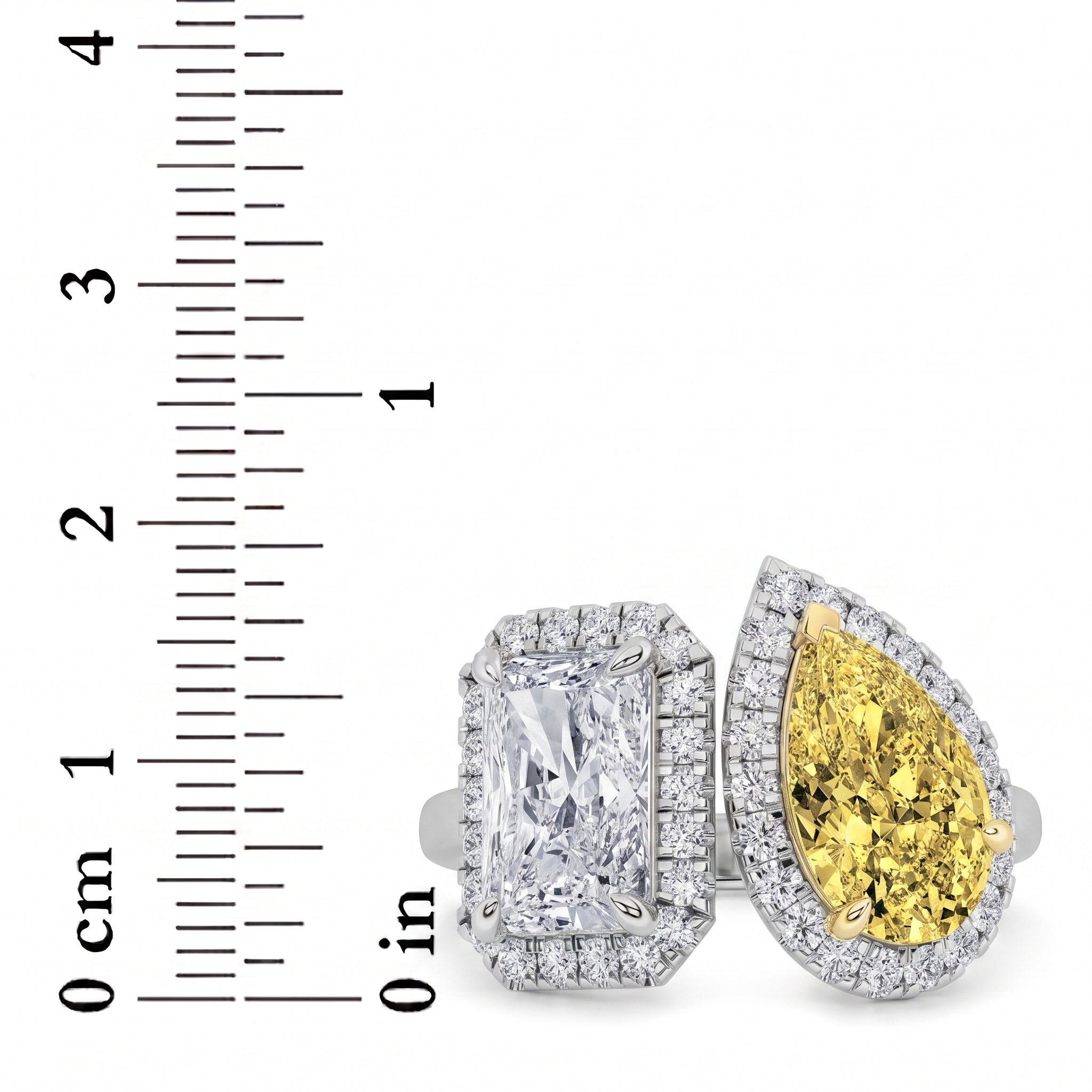 3Cttw Lab Grown Diamond (F/VVS) Toi et Moi Fashiion Halo Engagement Ring 14K Gold