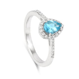 stunning blue gemstone ring, pear shape blue gemstone ring