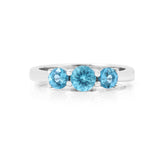 Paraiba Ocean Blue Apatite gemstone three stone ring, rhodium over silver plated ring, Natural blue apatite three stone ring