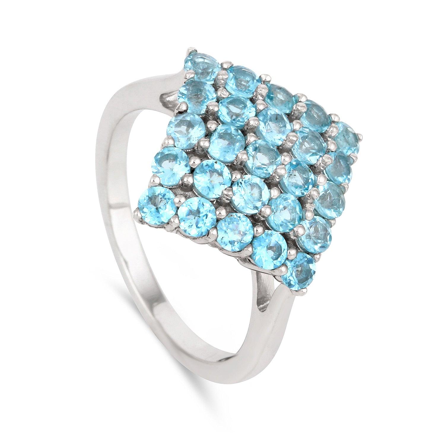 Natural blue tourmaline ring, round shape tourmaline ring