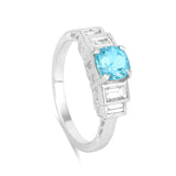 Natural blue tourmaline ring, solitaire ring for women