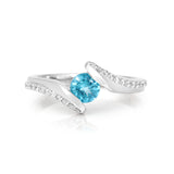 Natural Blue Paraiba Apatite ByPass Ring, women bypass ring with lab grown diamond accents