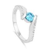 Lab grown diamond ring, natural blue tourmaline ring, genuine paraiba tourmaline ring