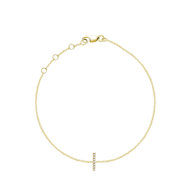 Product Image of Mini Block Initial I letter Diamond Bracelet Yellow Gold