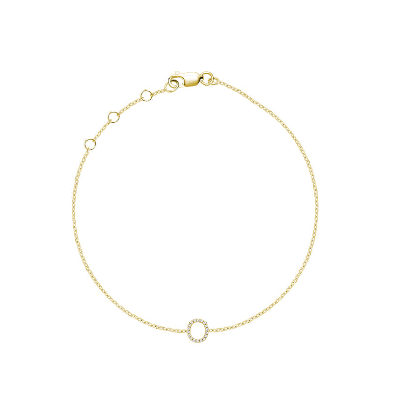 Product Image of Mini Block Initial O letter Diamond Bracelet Yellow Gold