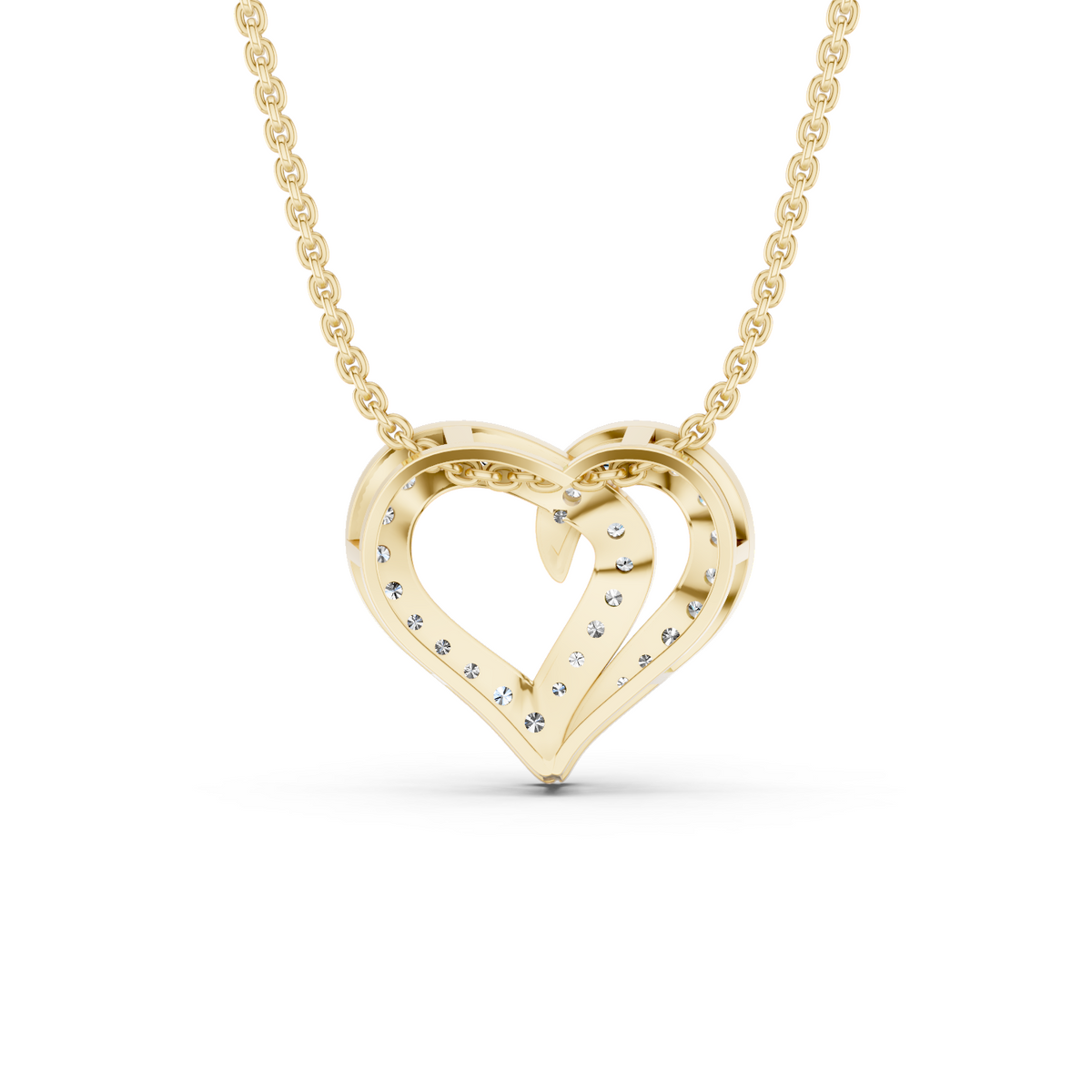 0.64 Cttw Round Lab Grown Diamond 14K Gold Pave Open Heart Pendant Necklace