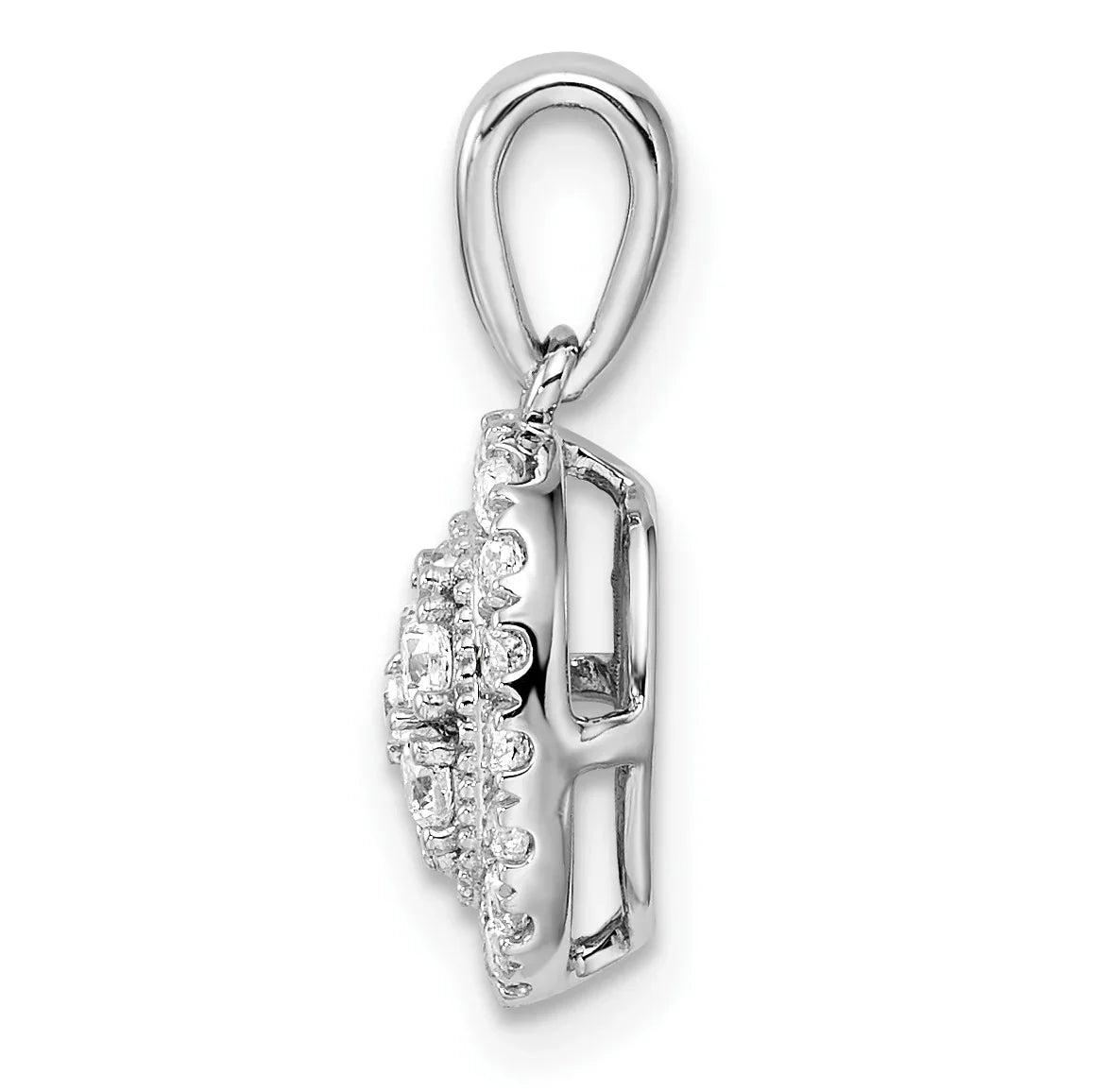 Pendentif en or blanc 14 carats avec diamants de laboratoire ovales