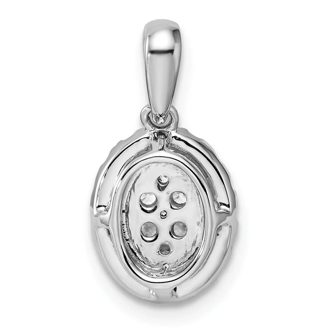 Pendentif en or blanc 14 carats avec diamants de laboratoire ovales