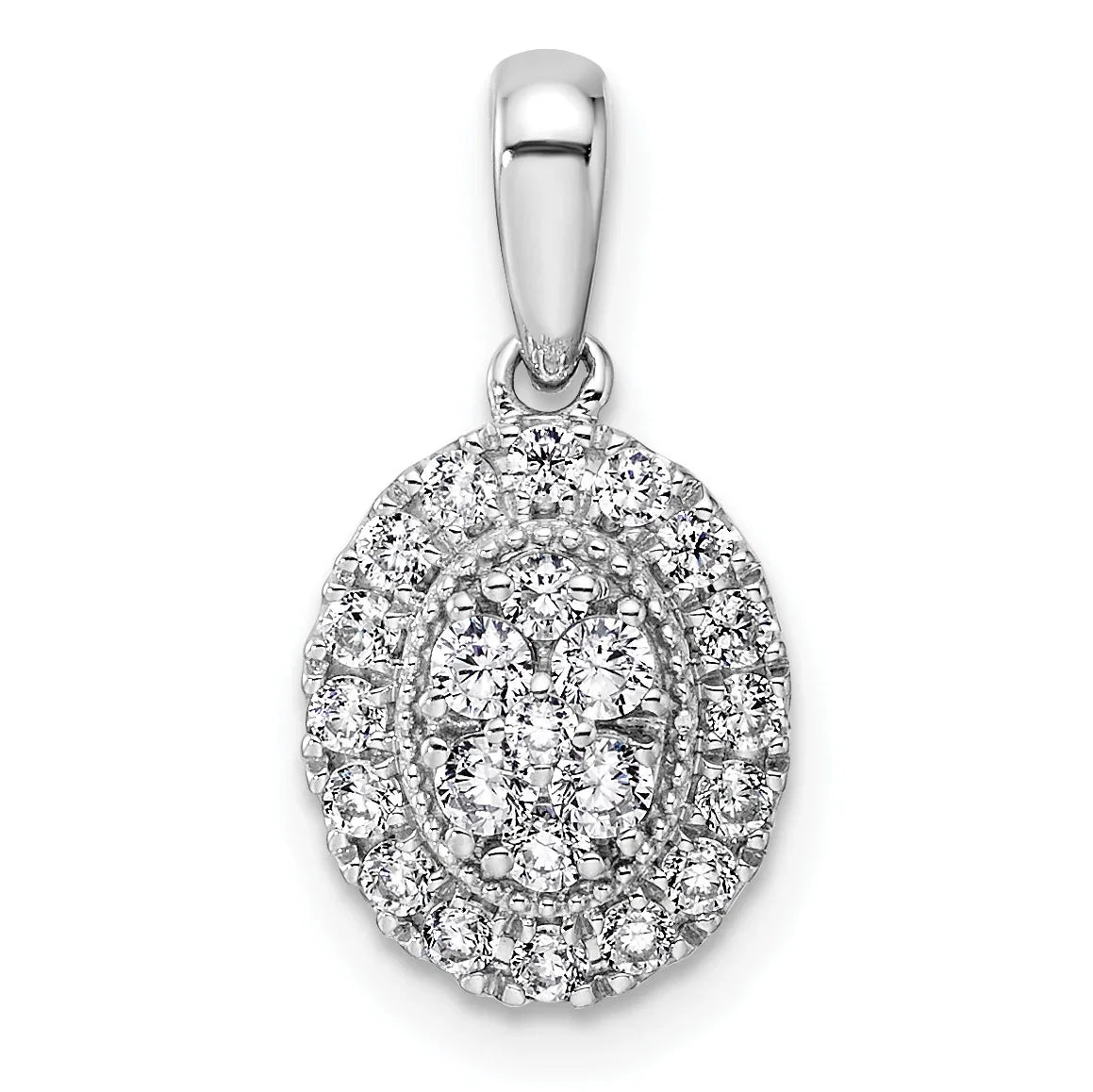 Pendentif en or blanc 14 carats avec diamants de laboratoire ovales