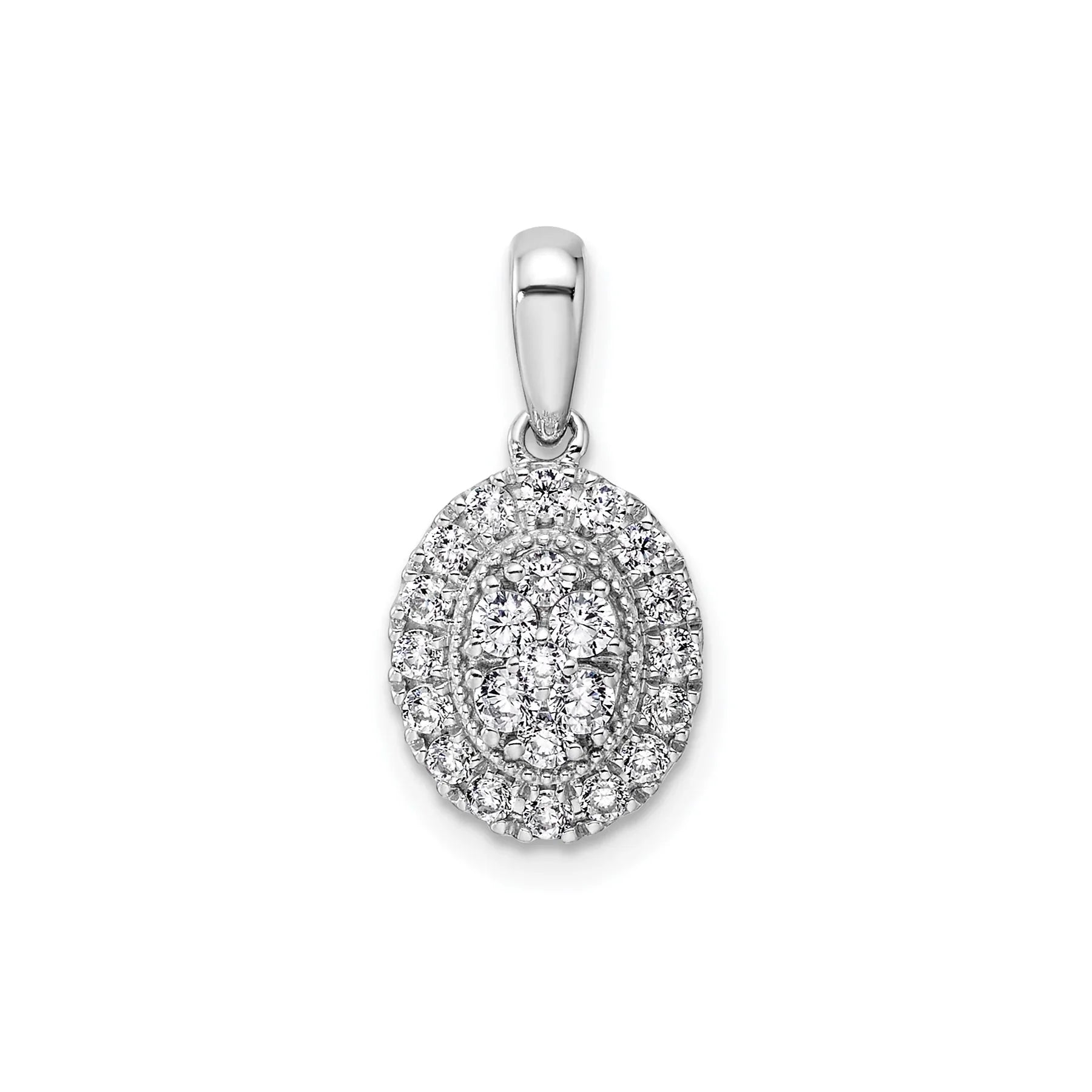 Pendentif en or blanc 14 carats avec diamants de laboratoire ovales