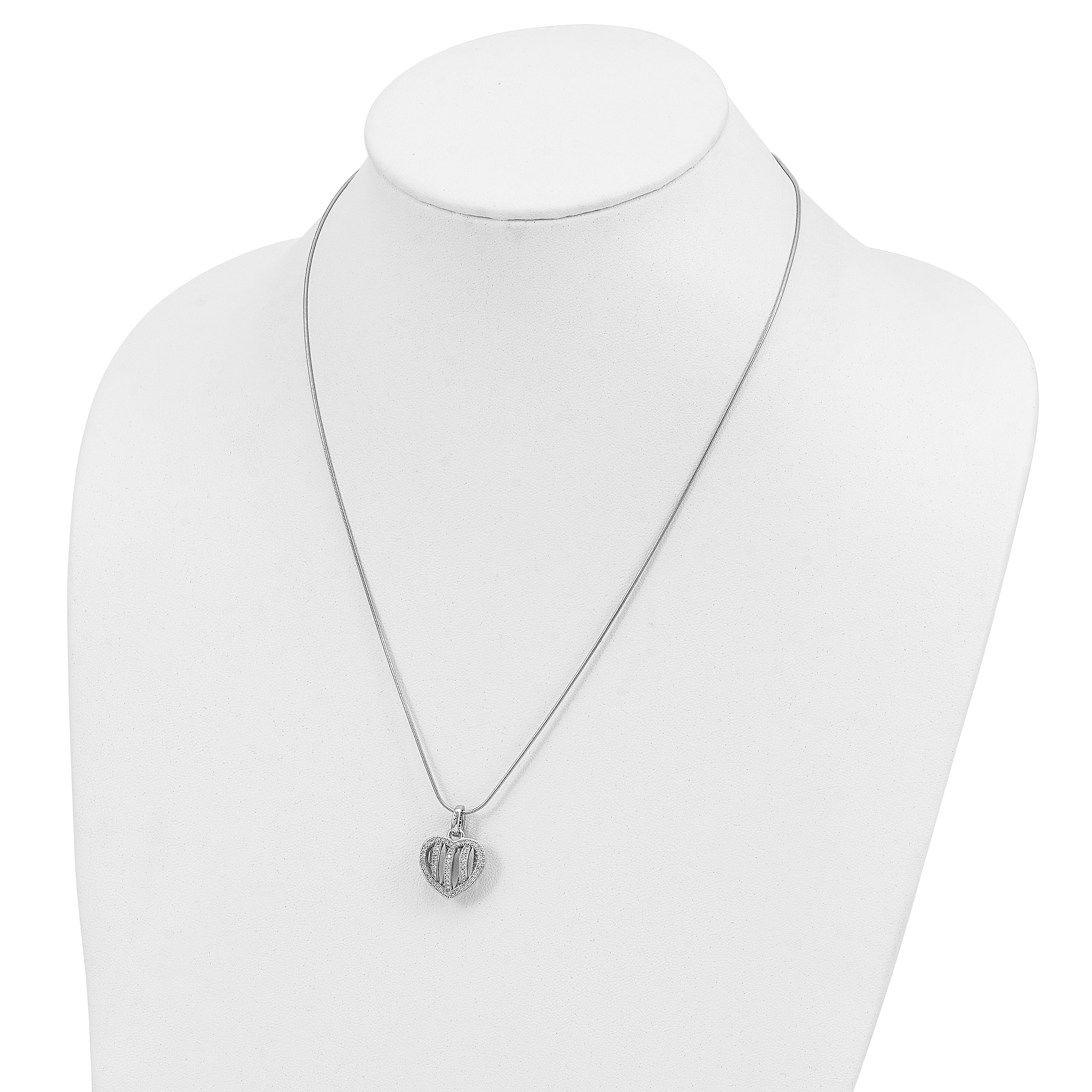 CZ Heart Necklace Silver