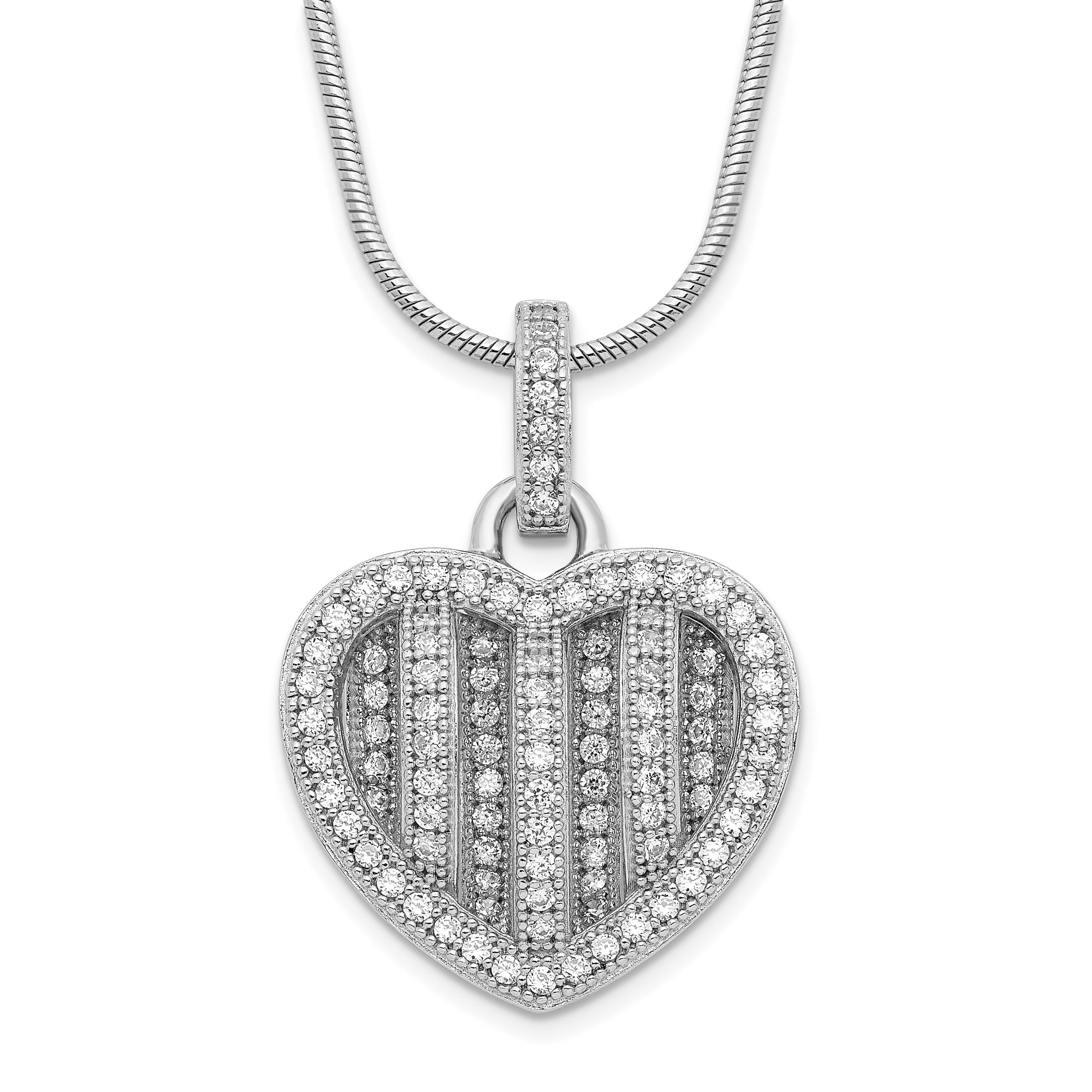 CZ Heart Necklace Silver