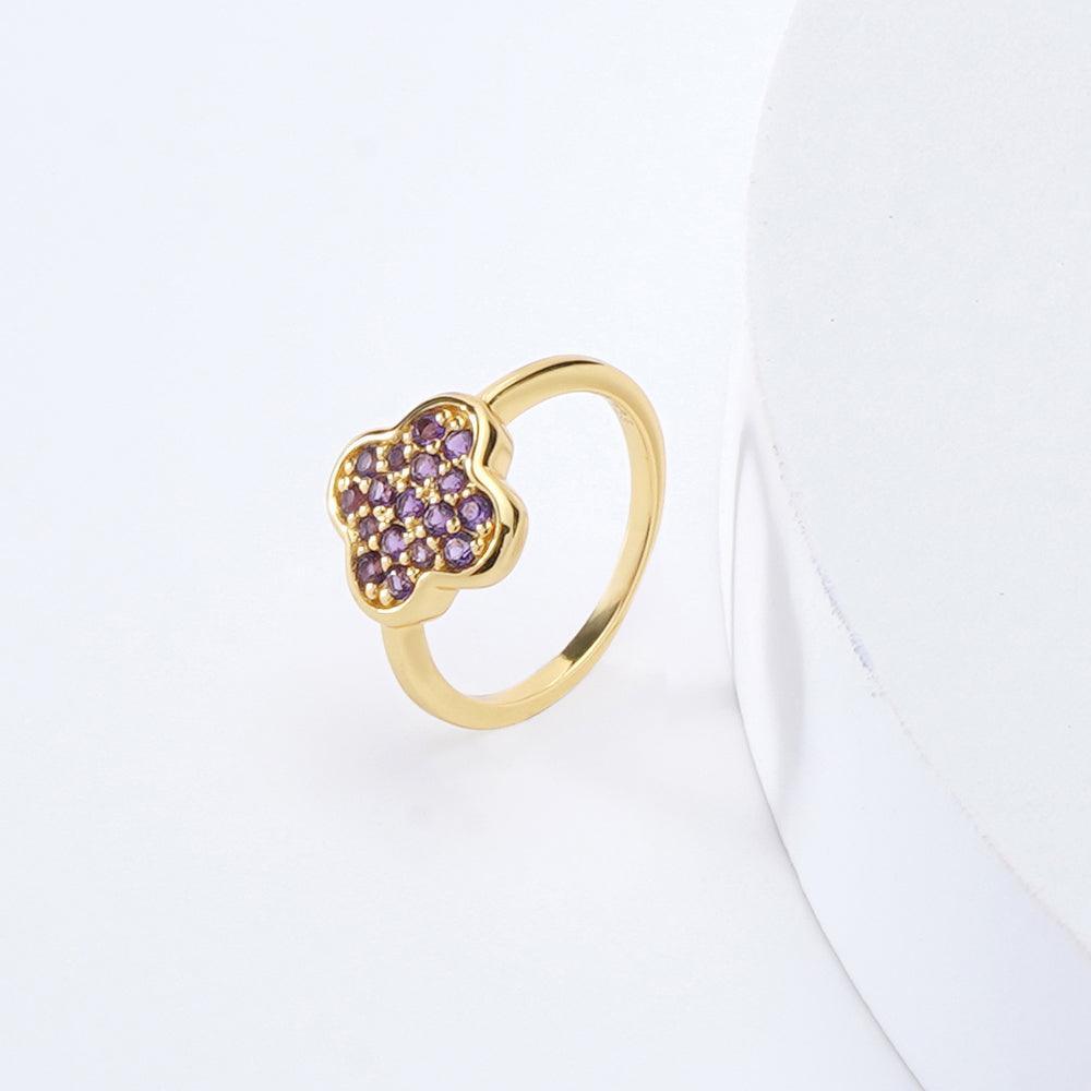 good luck ring Gift for graduation valentine's day gift mother's day gift christmas gift thanksgiving gift gift for women Amethyst Ring Purple Lucky RIng clover charm ring clover lucky ring goodluck clover ring - FineColorJewels