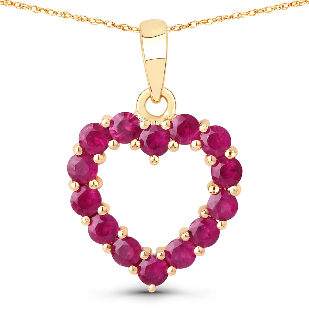 Collar con corazón de rubí en oro amarillo de 10 quilates