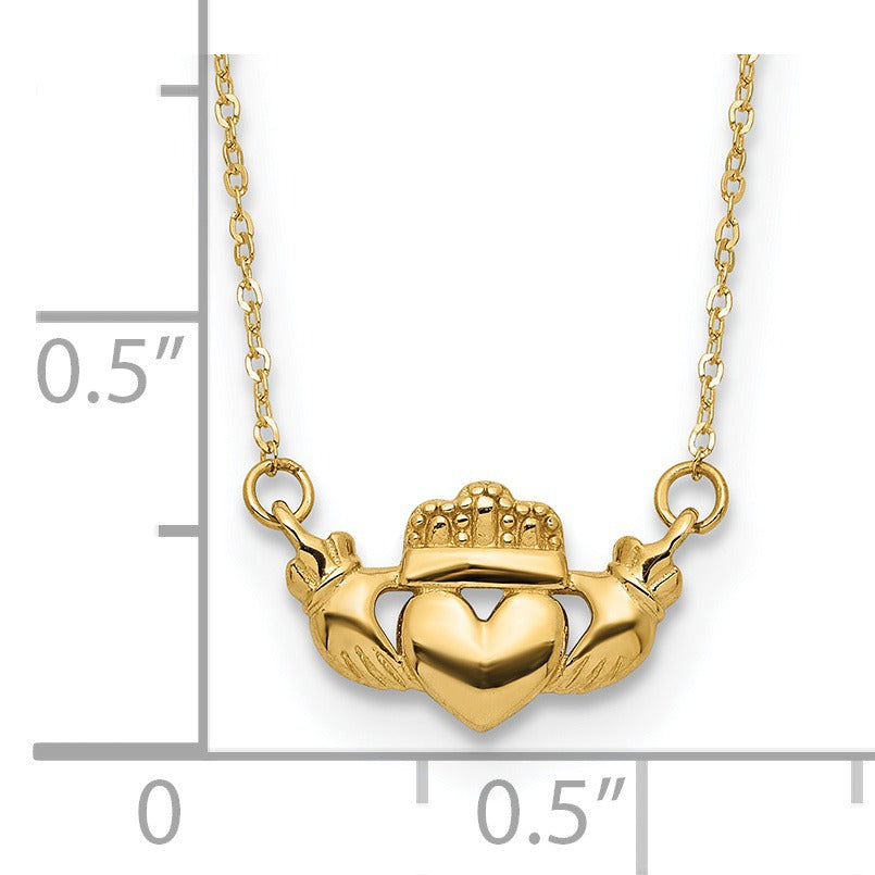 14k Gold Irish Claddagh Necklace