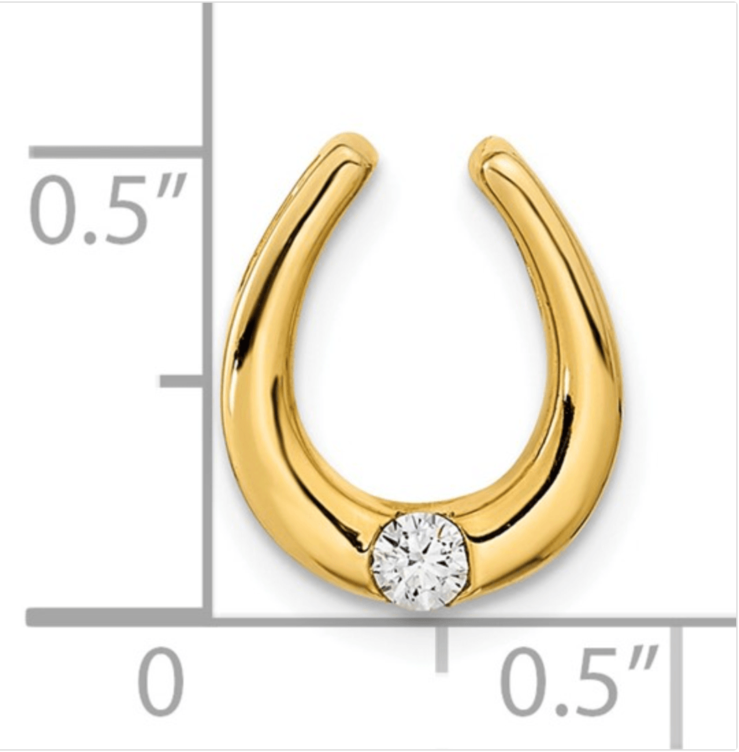 Pendentif en or 14 carats en forme de fer à cheval avec diamants