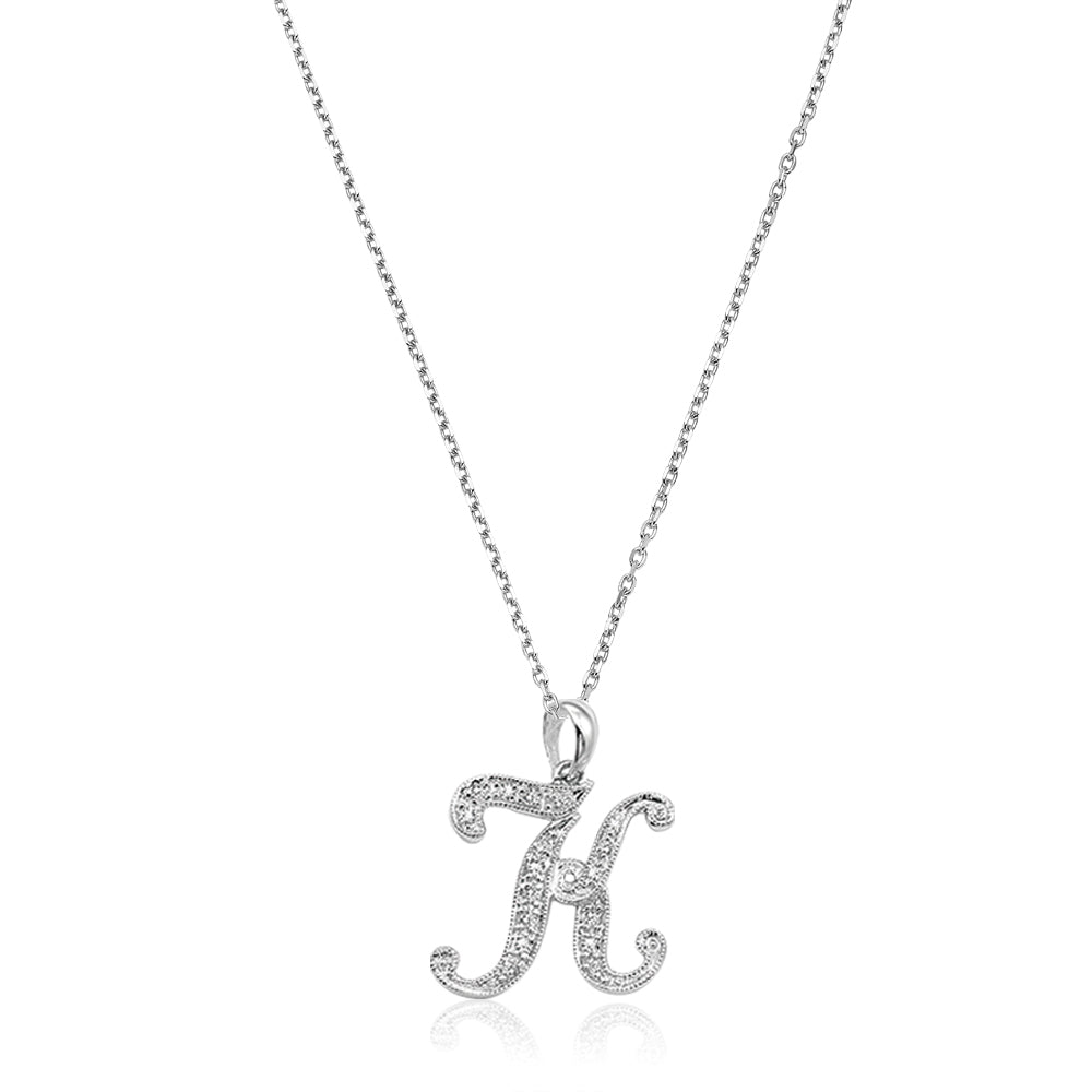 Product Image of Script Diamond Initials Necklace K Letter White Gold