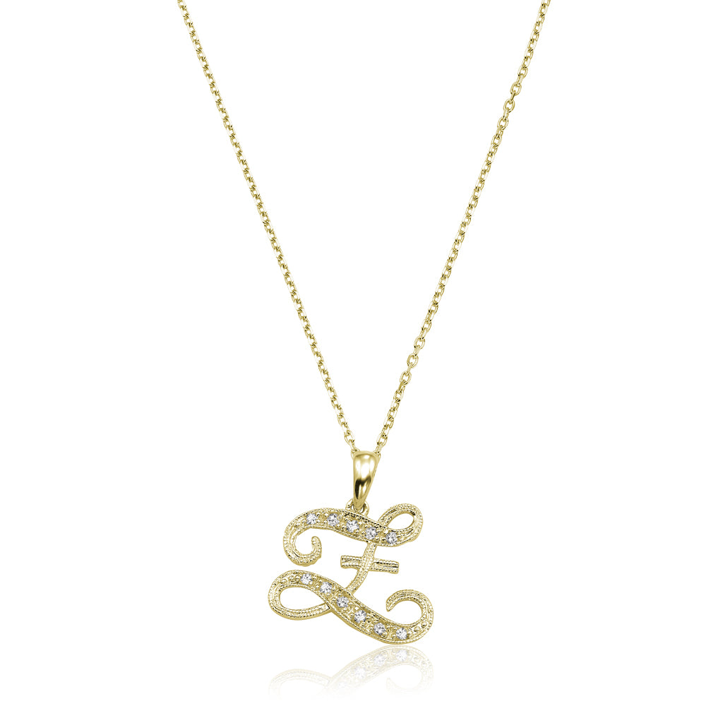 Product Image of Script Diamond Initials Z Letter Necklace Yellow Gold