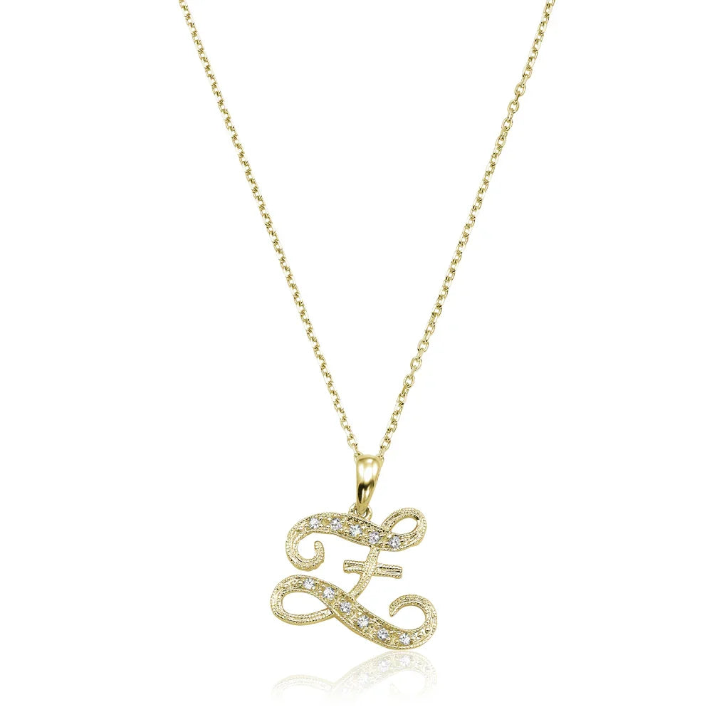 Product Image of Script Diamond Initials Z Letter Necklace Yellow Gold