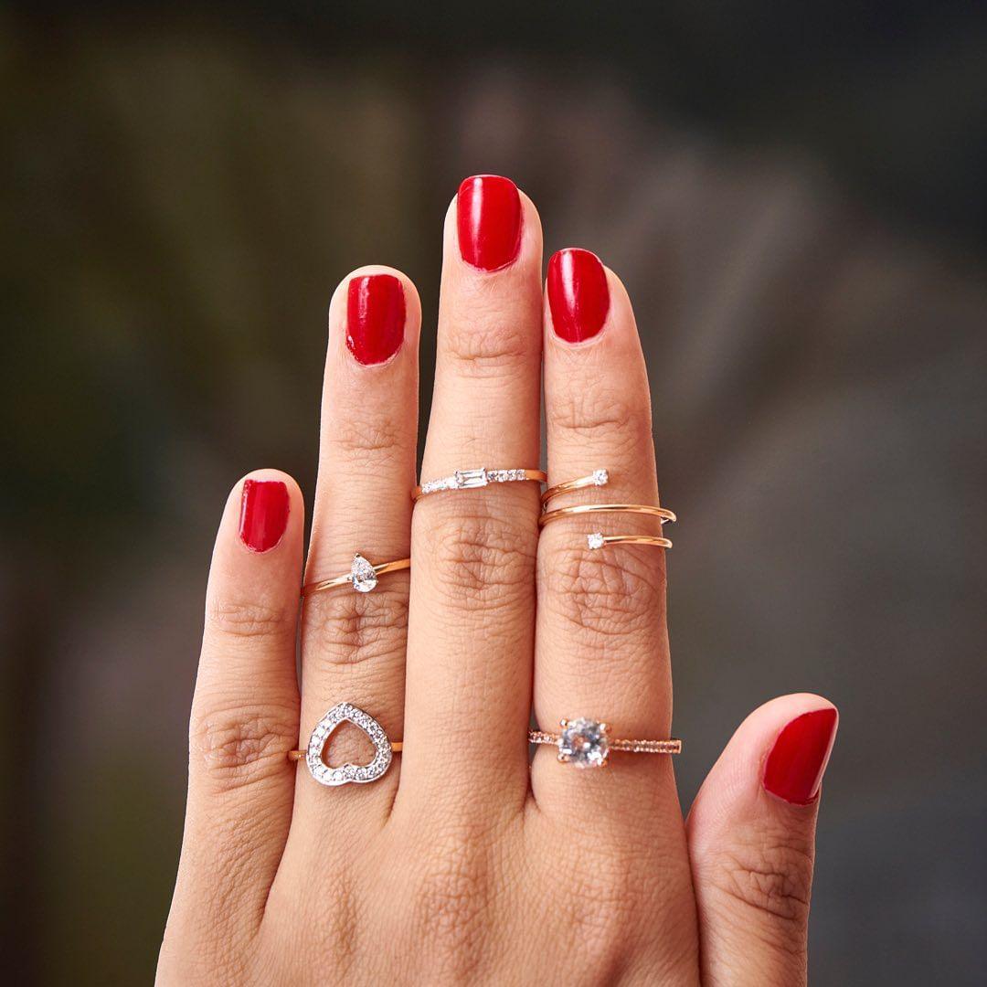 Diamond Teardrop 10K Rose Gold Solitaire Ring - FineColorJewels