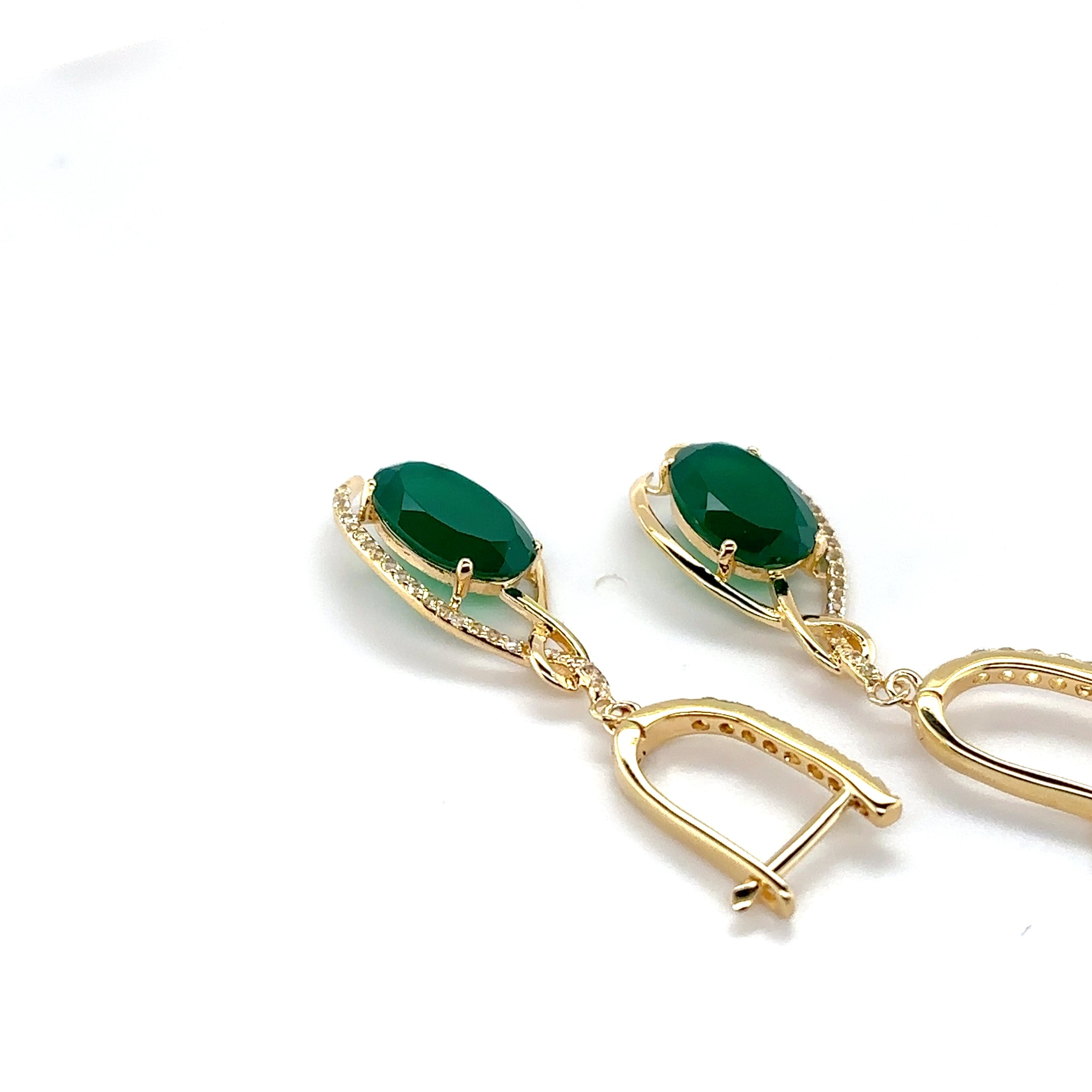 Natural Green Agate Sterling Silver Earrings
