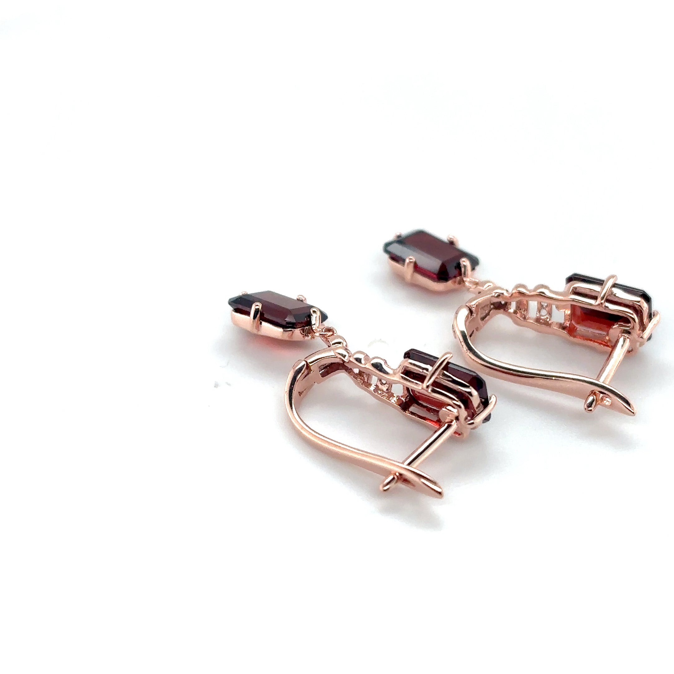 Natural Garnet & White Topaz Sterling Silver Earrings