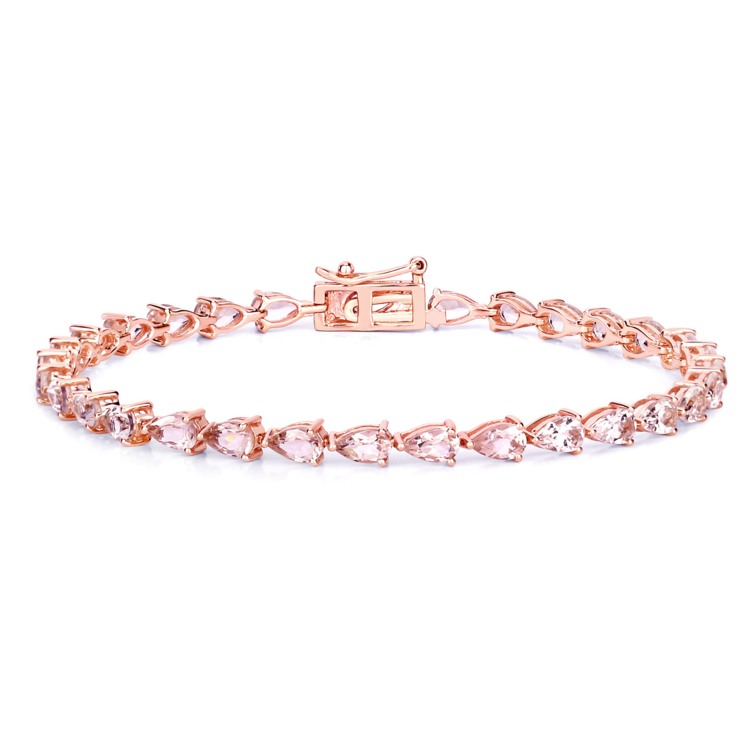 Genuine 10K Rose Gold Morganite Tennis Bracelet