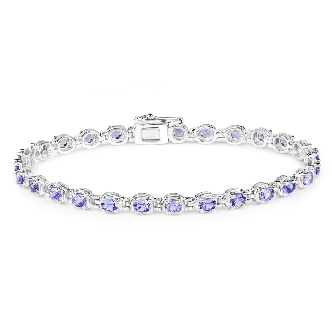 Genuine Tanzanite Tennis Silver Bracelet