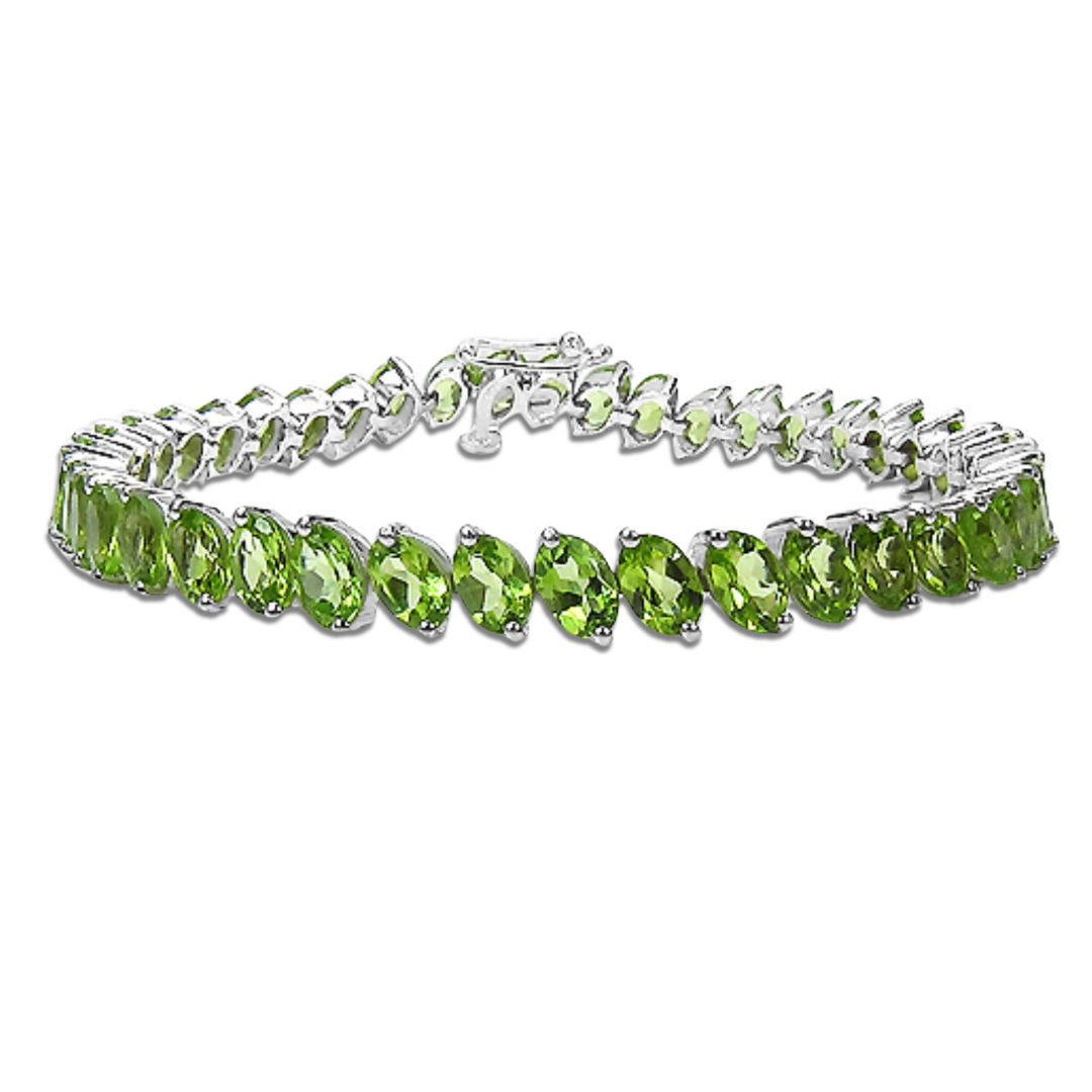 Genuine Green Peridot Tennis Bracelet Silver
