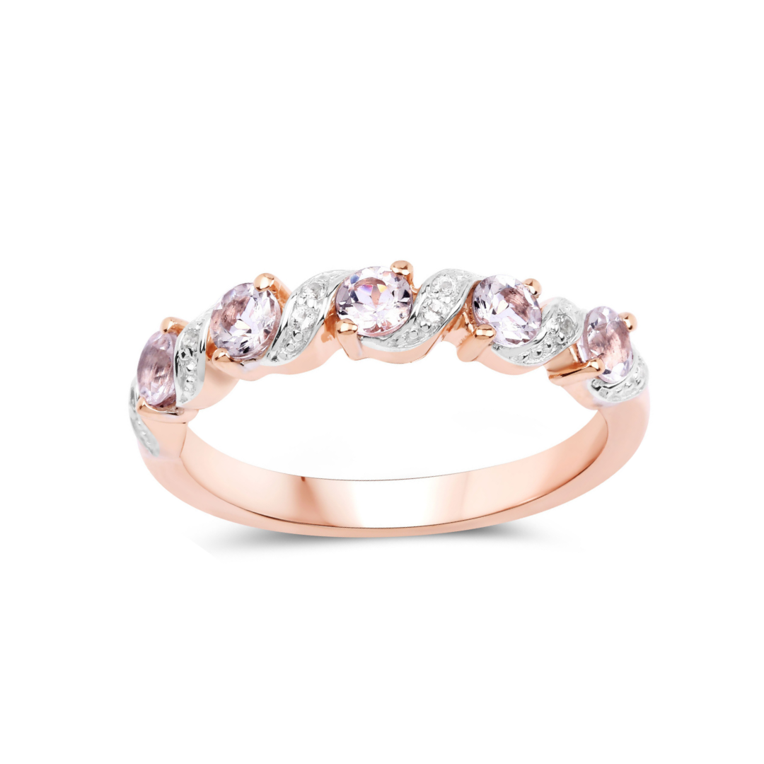 Peach Genuine Morganite 5 Stone Ring