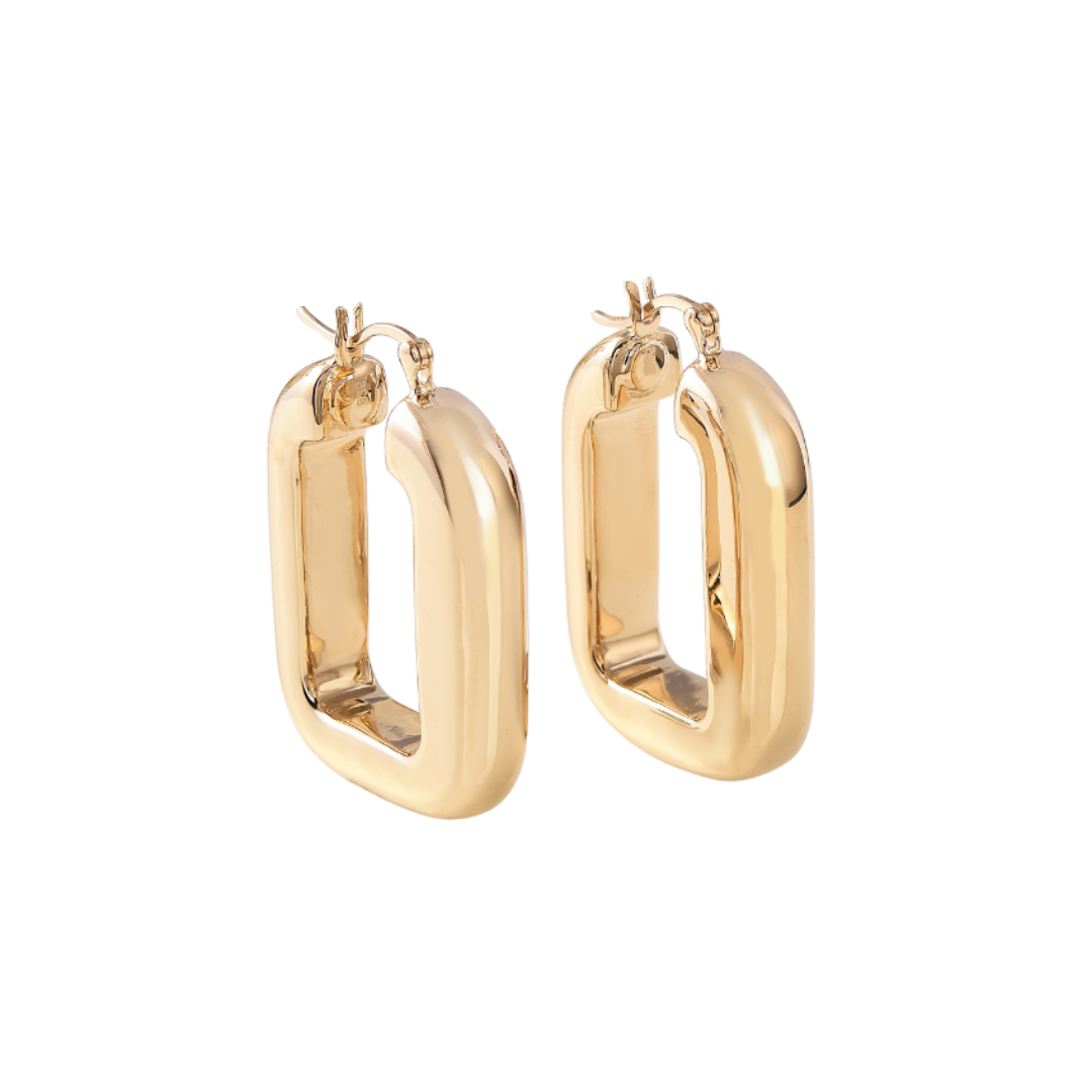 18K Gold Vermeil Rectangular Hoop Earrings