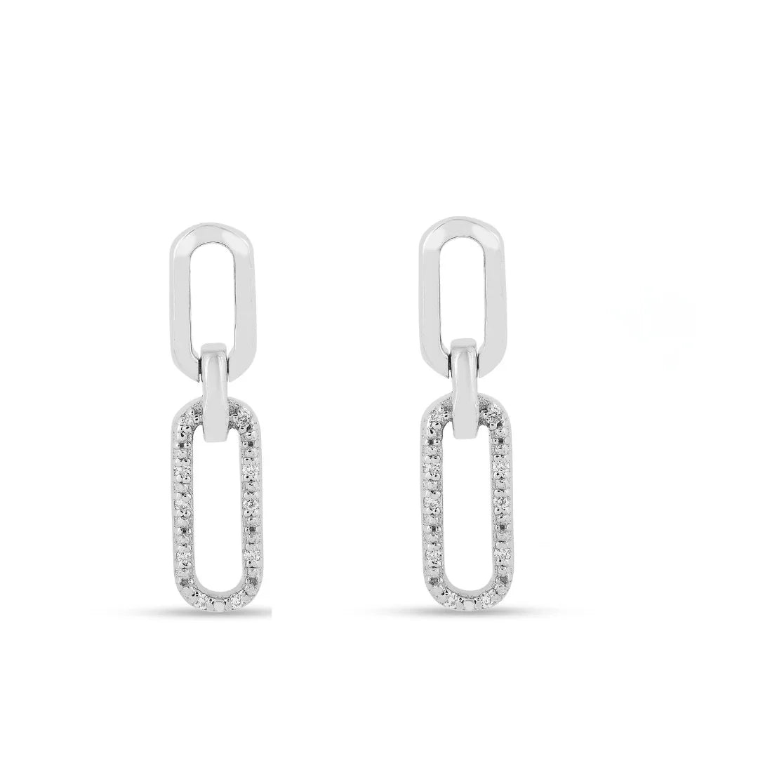 Pendientes colgantes rectangulares abiertos con diamantes de laboratorio