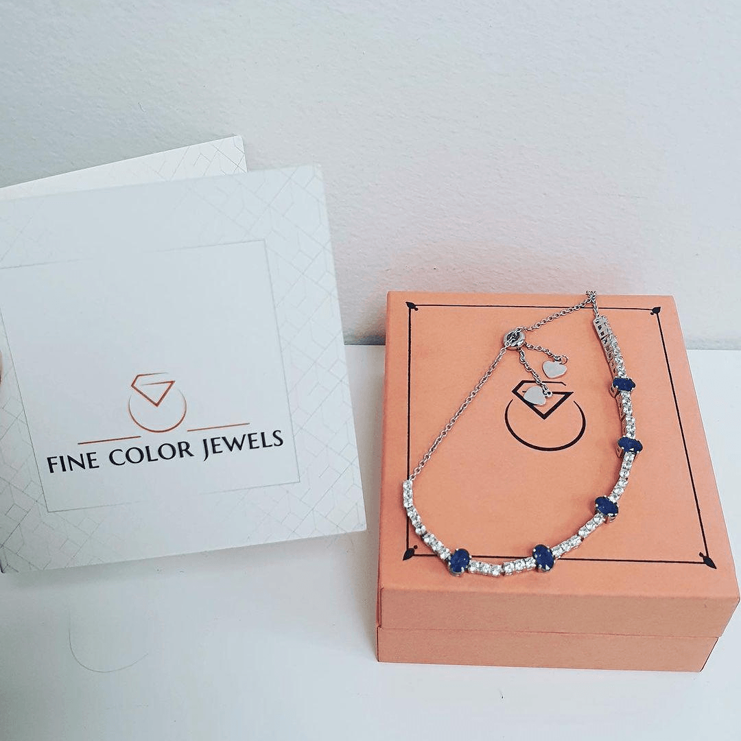 Blue Sapphire Adjustable Bracelet Fine Color Jewels birthstone, Blue, bracelet, dla-dm-discount-all-143240, dla-dm-discount-all-154898, Genuine Blue Sapphire, sale, white zircon