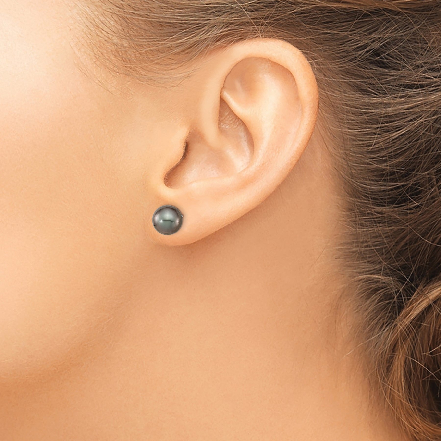 14k White Gold Black Tahitian Pearl Ball Earrings Fine Color Jewels ball earrings, black pearl drop earrings, black pearl earrings, black pearl earrings tiffany, black pearls, black tahitian pearl earrings, gold black pearls earrings, gold tahitian pearl earrings, mikimoto black pearl earrings, pearl earrings black friday, QG, tahiti black pearls, tahitian black pearl earrings, tahitian pearl 14k gold earrings, tahitian pearl drop earrings, tahitian pearl earrings