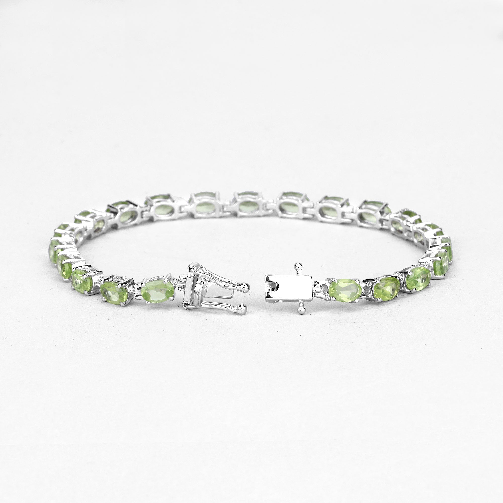 Natural Green Peridot Tennis Bracelet