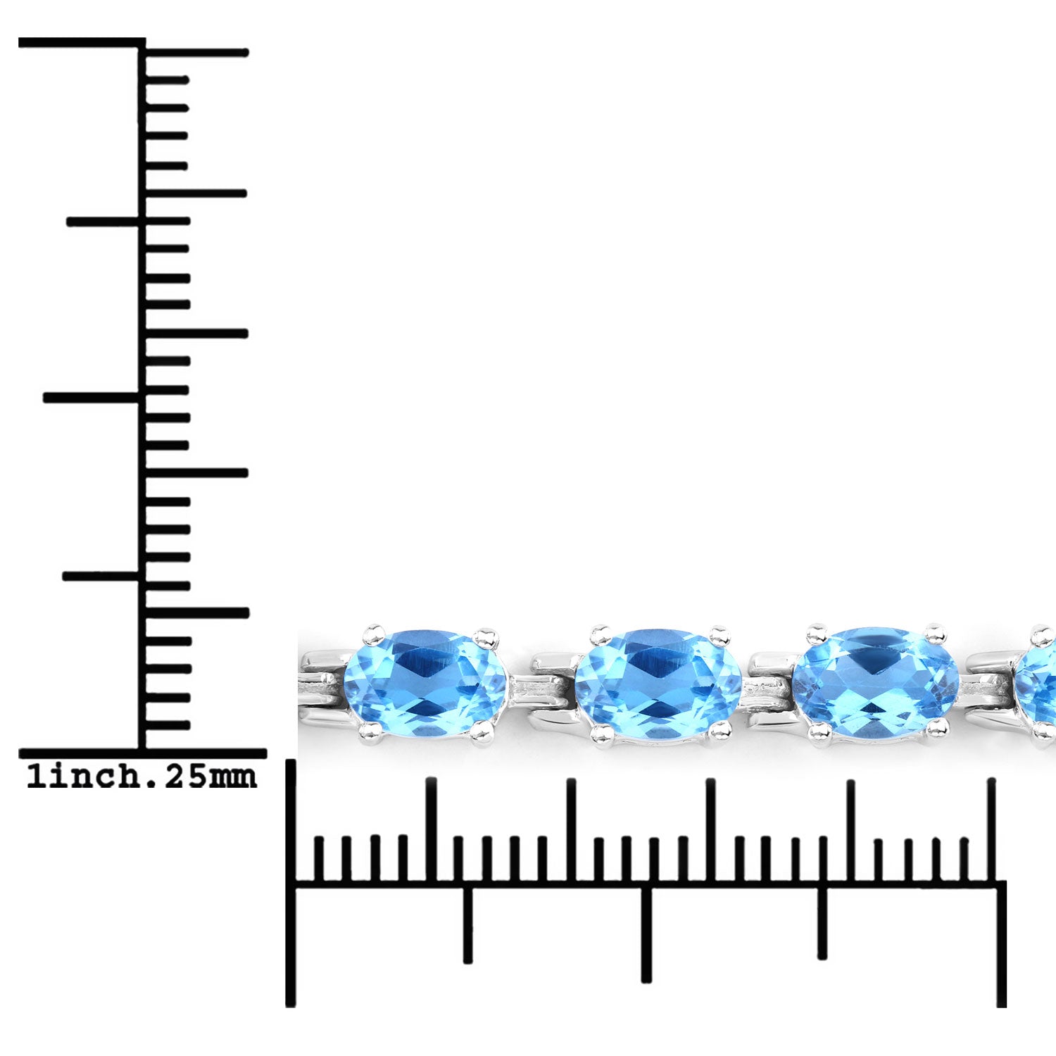 Genuine Swiss Blue Topaz Tennis Bracelet Silver